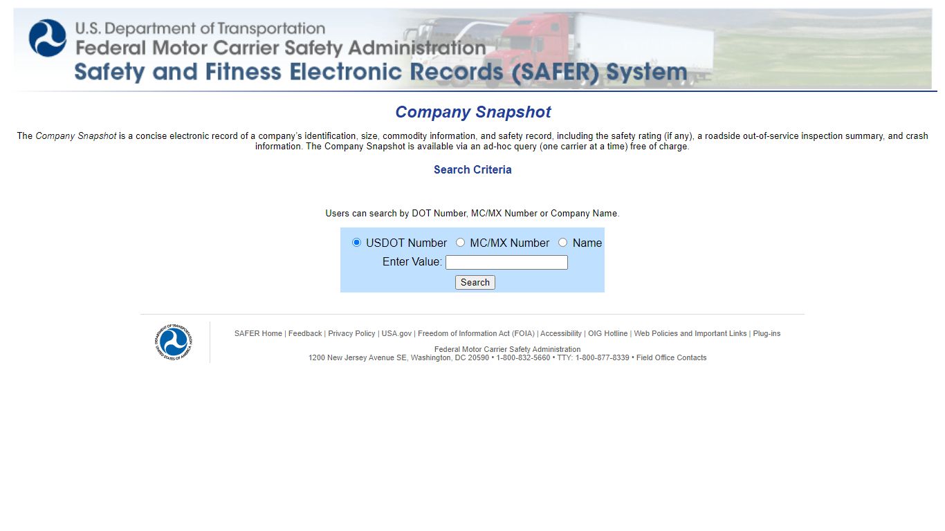 SAFER Web - Company Snapshot - Transportation