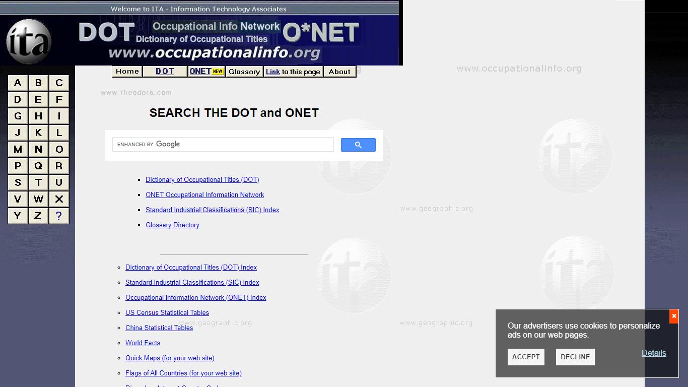 SEARCH the DOT and ONET - Dictionary of Occupational Titles ...